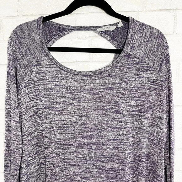 Athleta Purple Space Dye Open Back Long Sleeved Shirt Women's Size Small - Picture 2 of 8